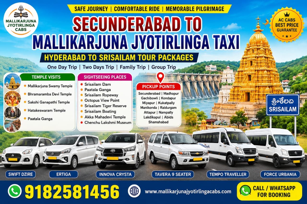 Secunderabad to Mallikarjuna Jyotirlinga Taxi